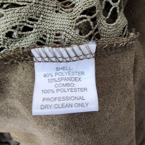 Alberto Makali Boho Western Lace Faux Suede Leather Draped Green Cardigan XS - Picture 4 of 8